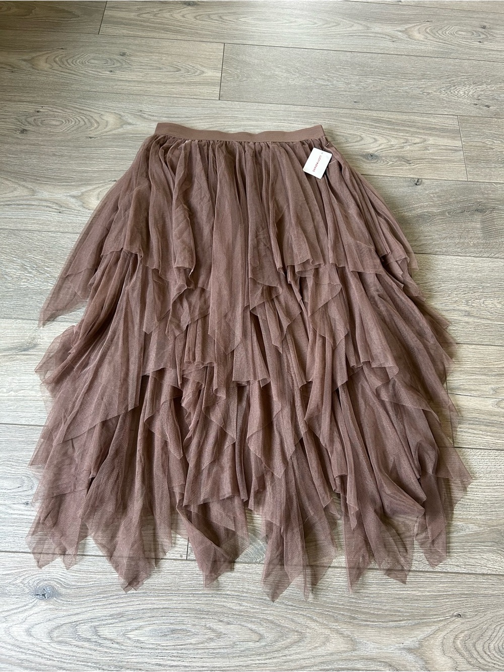Lucky Brand Tiered Ruffle Tulle Midi Skirt Brown Size Medium New - Picture 2 of 15